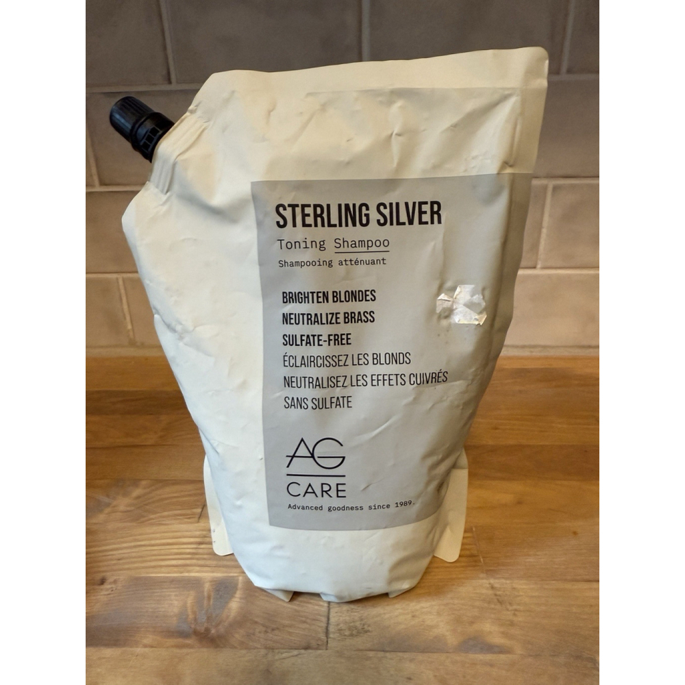 AG‎ Care Sterling Silver Blonde Toning Shampoo 33.8 oz Large Refill Pouch Vegan